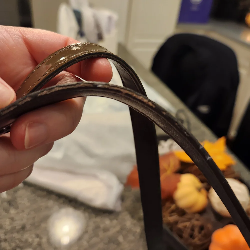 Coach Olive Green Op Art Embossed Patent Leather East West Gallery Tote  Bag - Picture 12 of 16